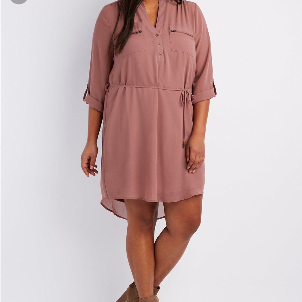 Zip-Pocket Shirt Dress